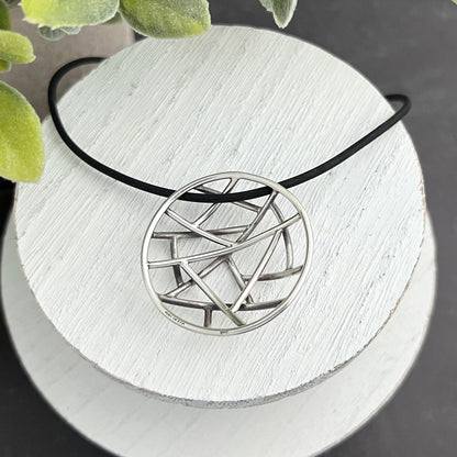 Large Round Sterling Silver "Cosmic Chaos" Necklace