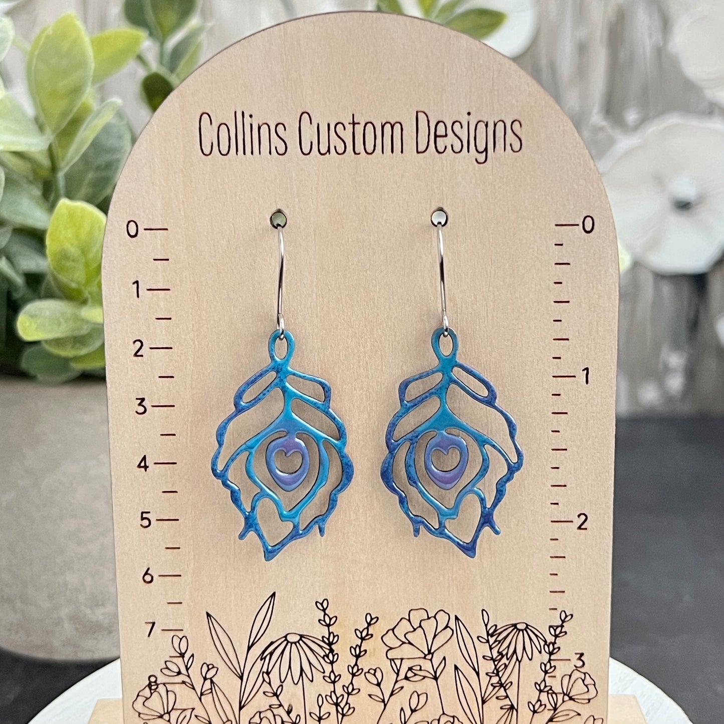 Enamel Cut Out Feather Earrings