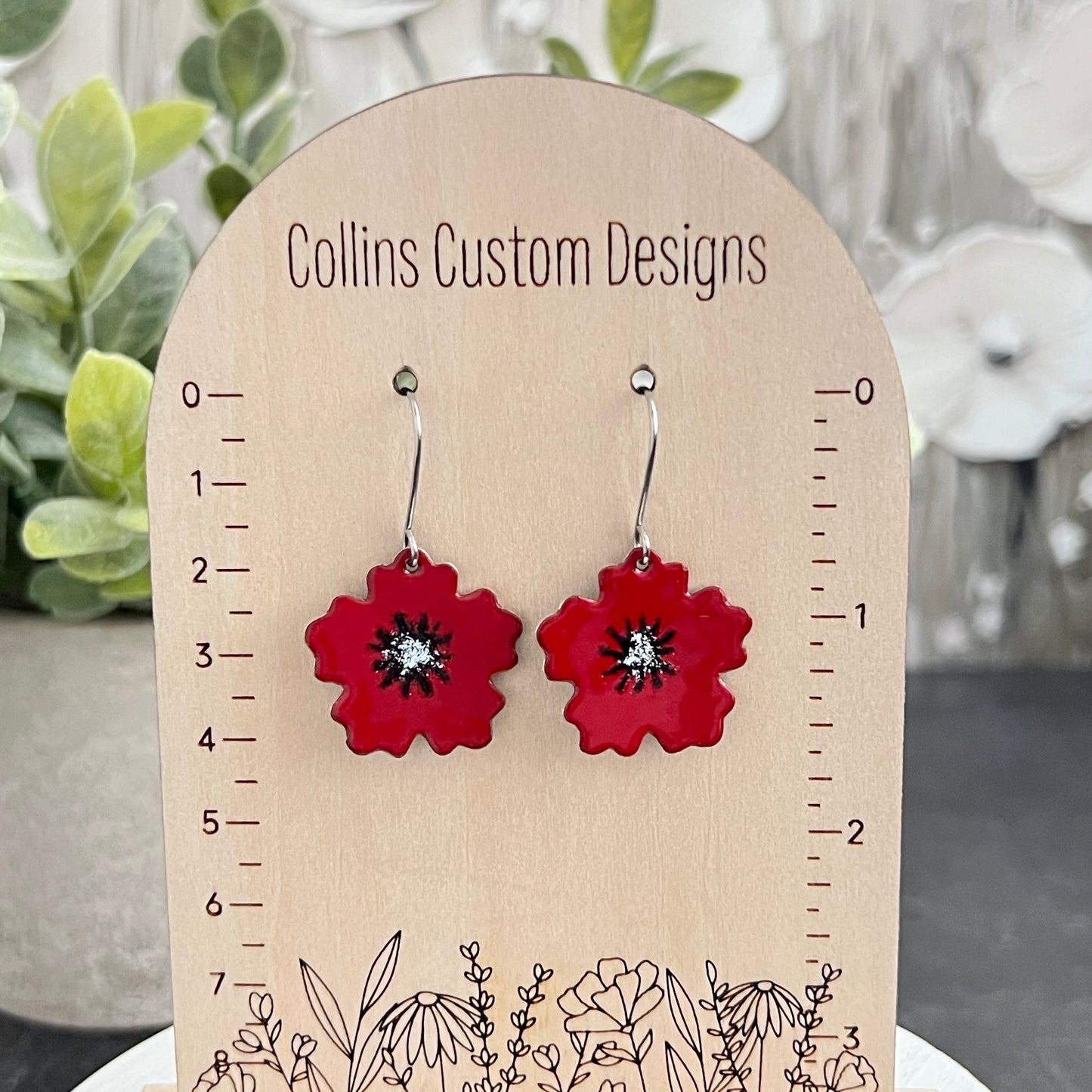 Enamel Poppy Earrings