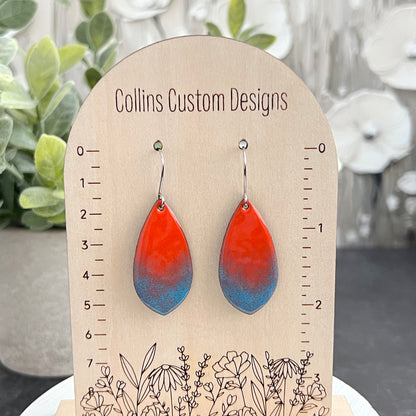 Pointed Teardrop Enamel Earrings with Multicolor Gradient