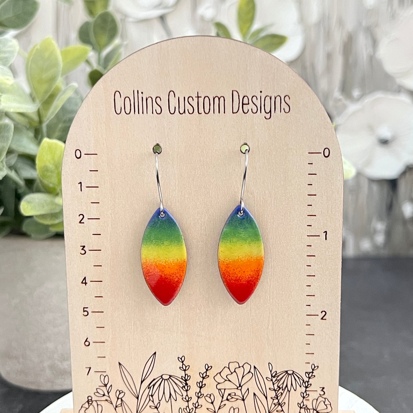 Marquise Rainbow Enamel Earrings