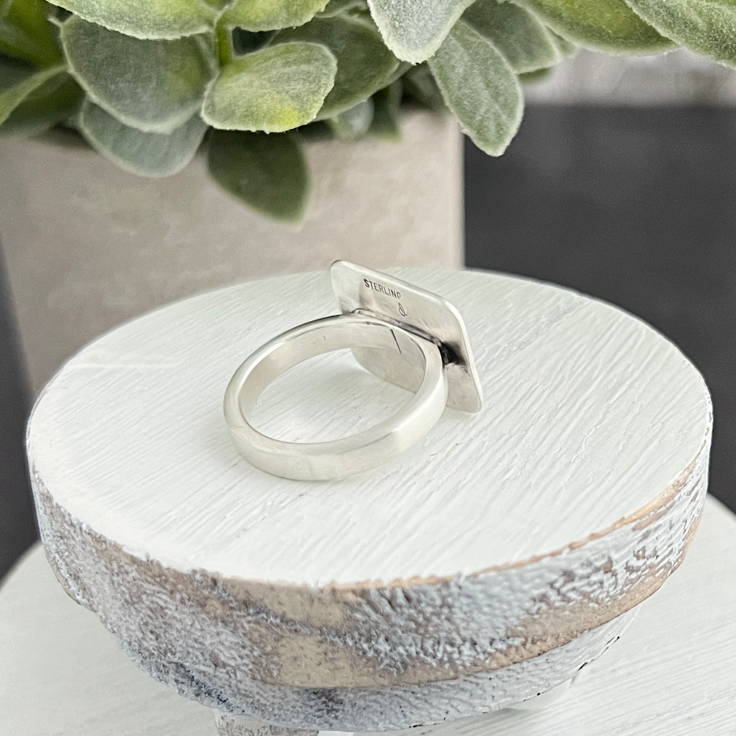 Hand Stamped Mountain Scene Ring