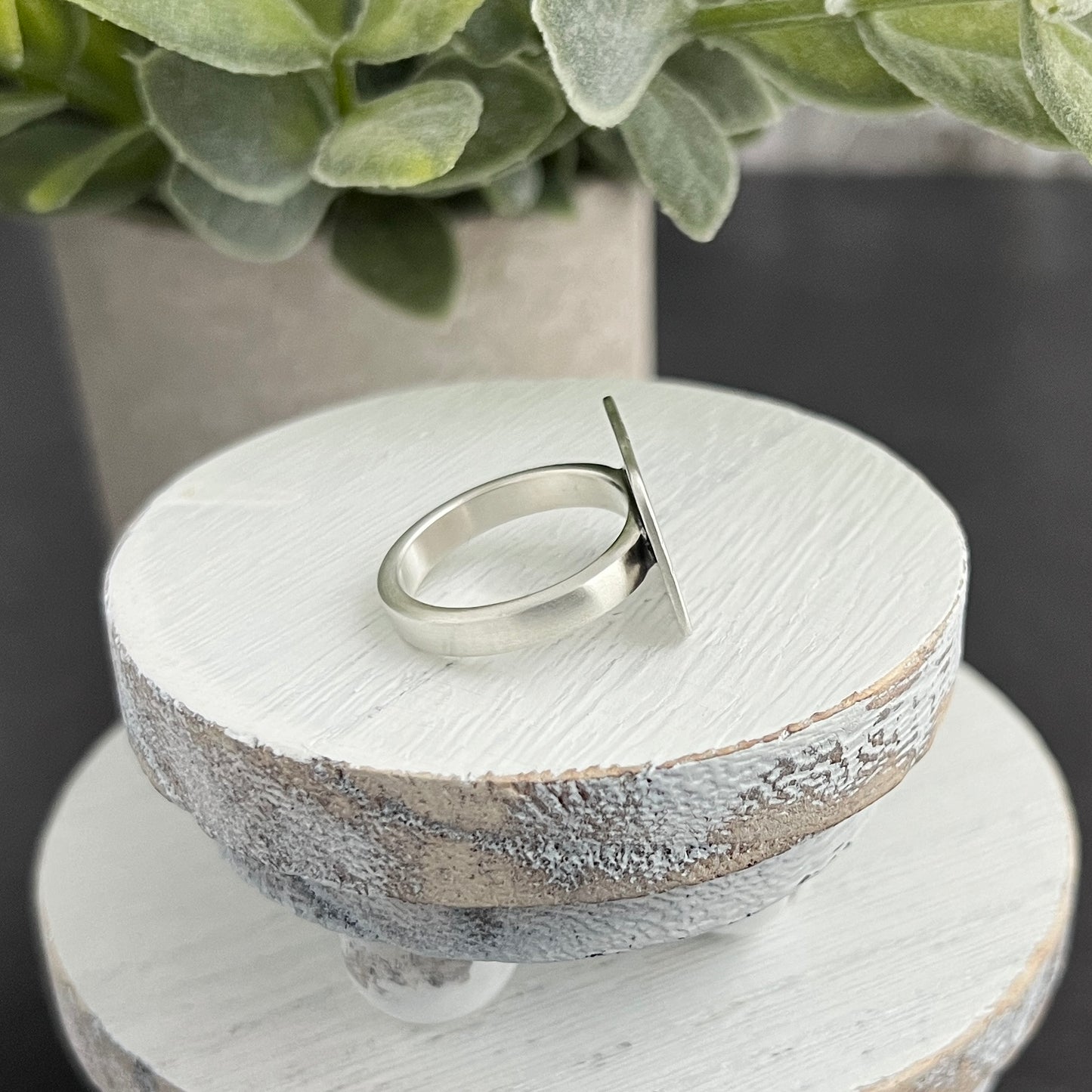 Hand Stamped Mountain Scene Ring