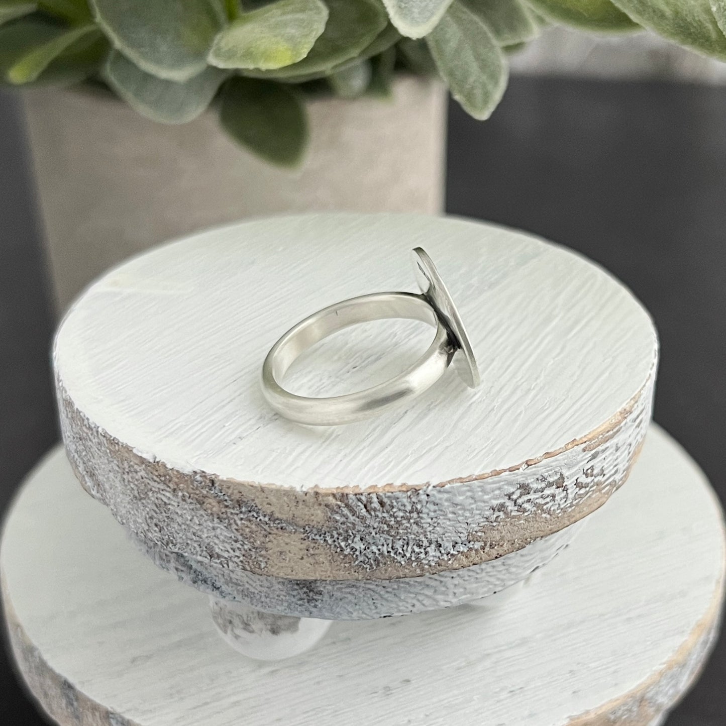 Hand Stamped Flower Scene Ring
