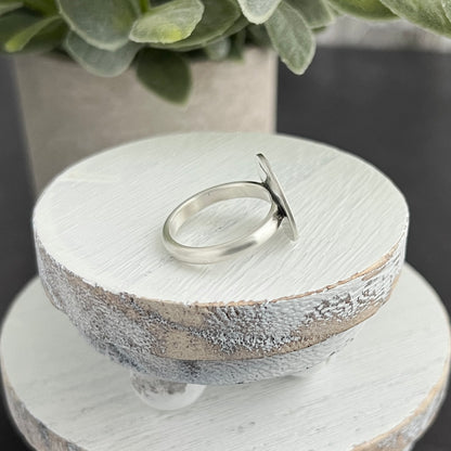 Hand Stamped Flower Scene Ring