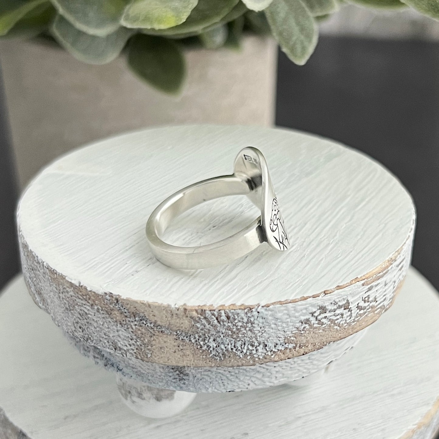 Sterling Silver Mushroom Hand Stamped Oval Ring
