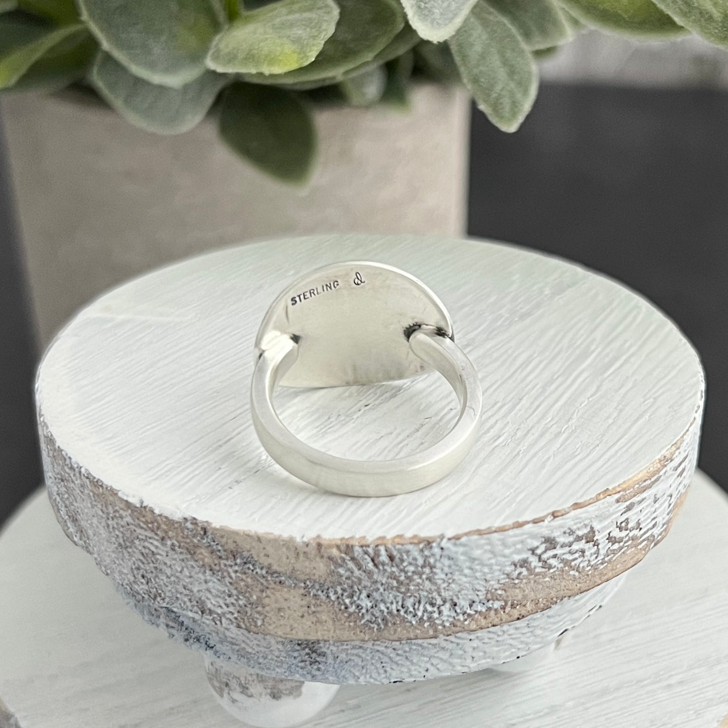 Sterling Silver Mushroom Hand Stamped Oval Ring