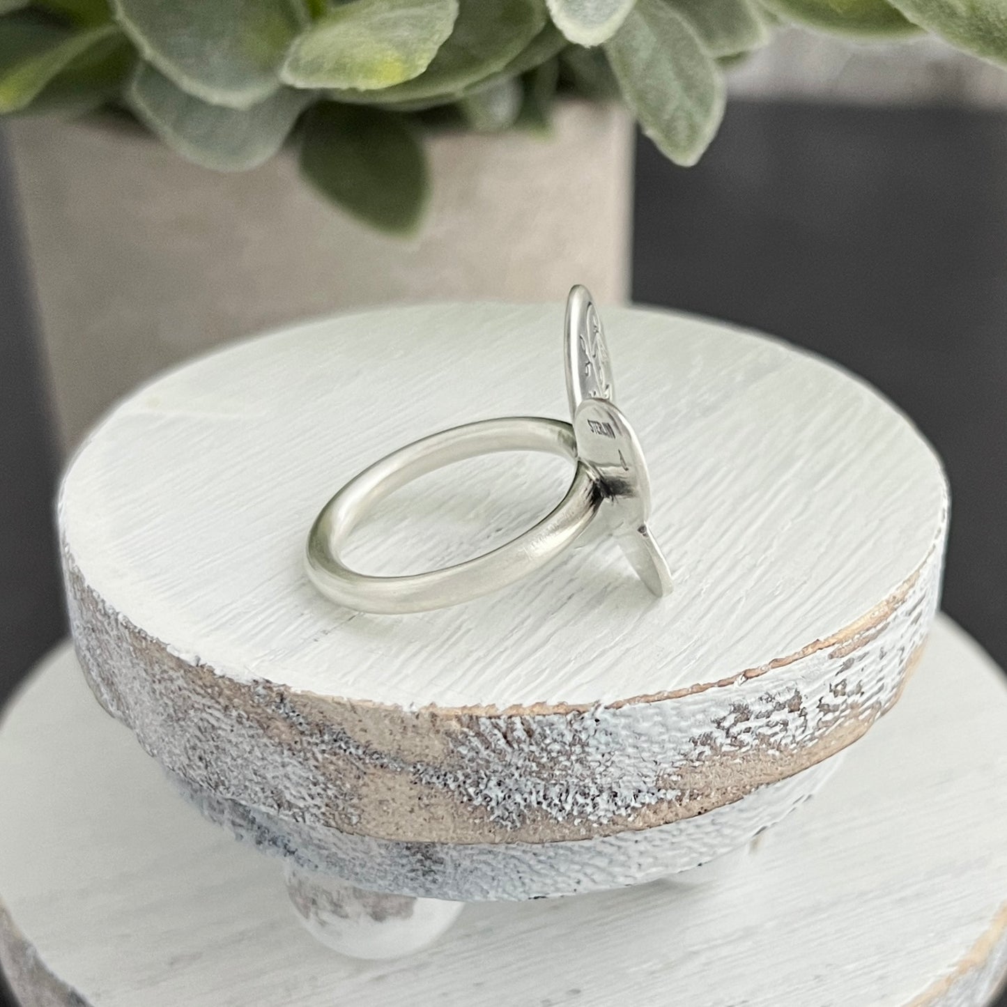 Sterling Silver Hand Stamped Butterfly Ring