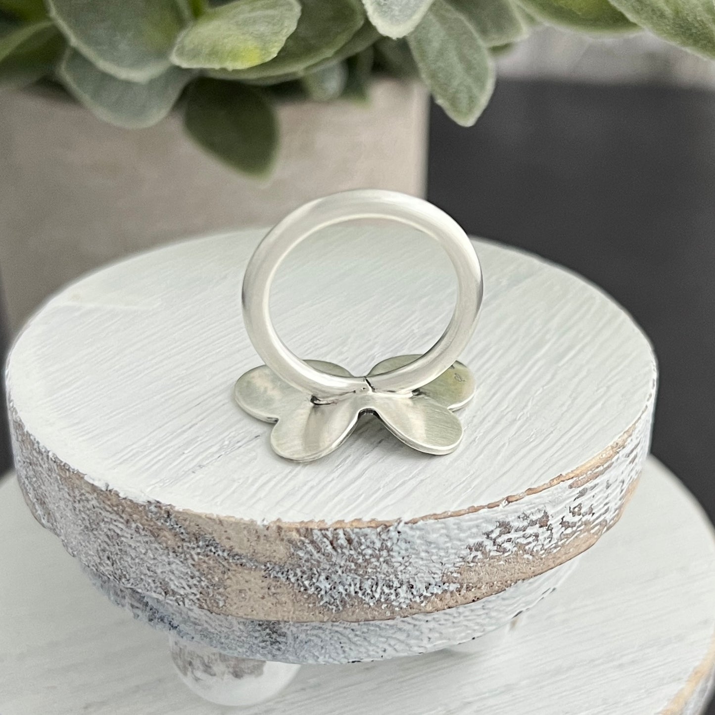 Sterling Silver Hand Stamped Butterfly Ring