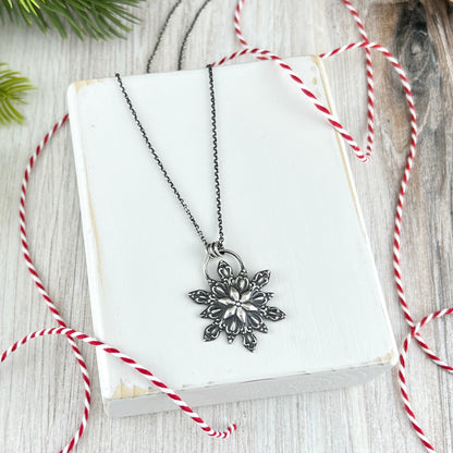 Sterling Silver Intricate Snowflake Necklace