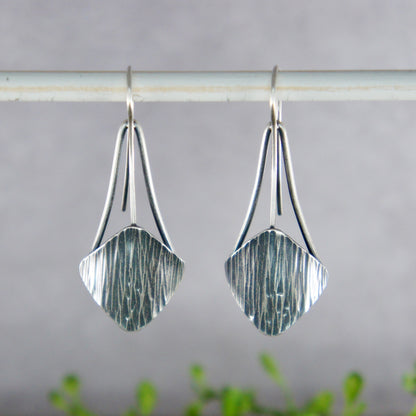 Sterling Silver Sideways Square Drops Earrings