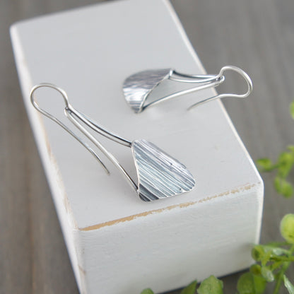 Sterling Silver Sideways Square Drops Earrings