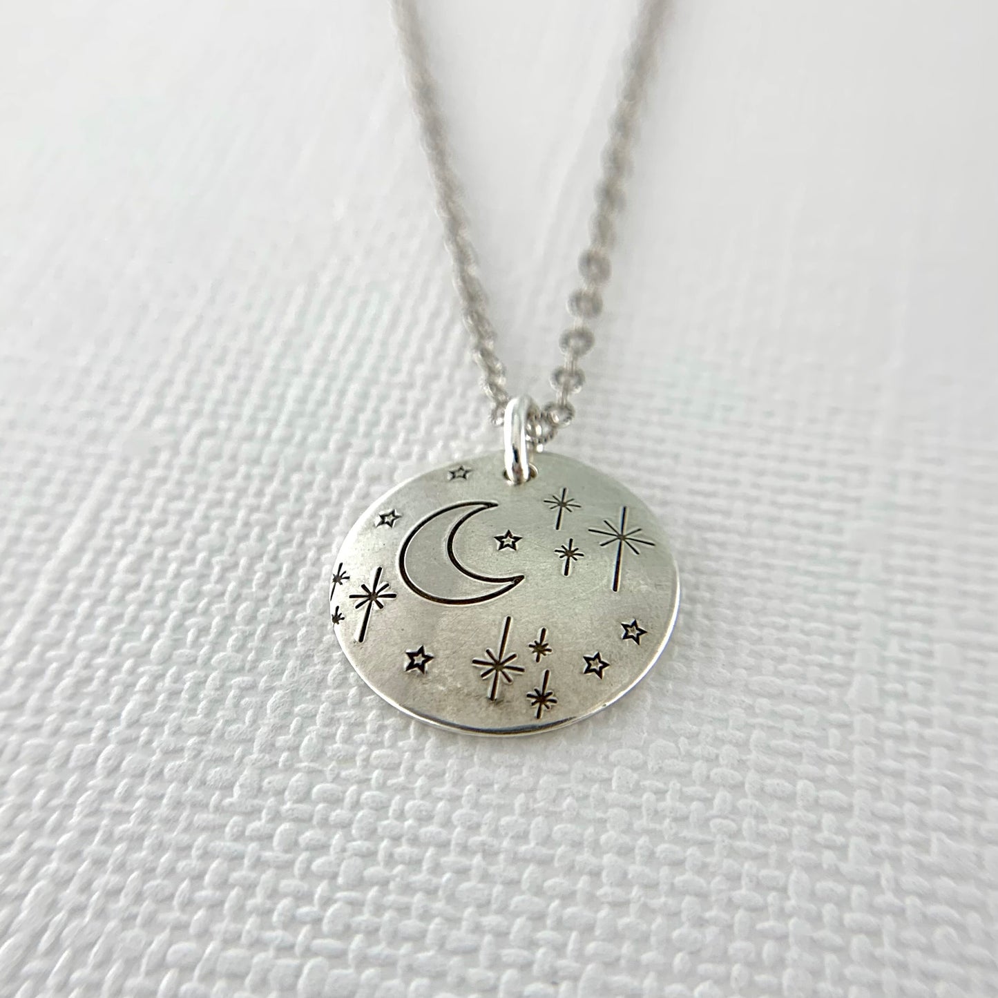 Sterling Moon and Stars Necklace