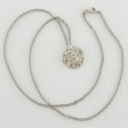 Sterling Moon and Stars Necklace